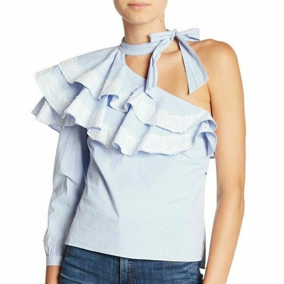 Veronica Beard Tops - VERONICA BEARD Womens Isla Ruffle One-Shoulder 2